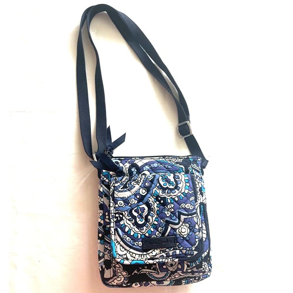Vera Bradley Travel Flap Crossbody Bag Blue Retired Excellent Condition 7x7